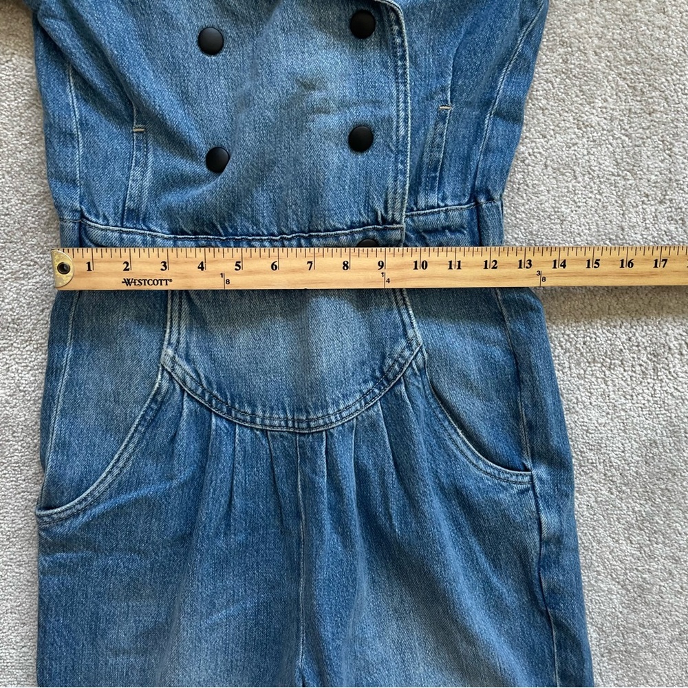 FRAME NWT MILITARY BAND PLEAST FRONT DENIM JUMPSUIT SIZE XS TRENDY STYLISH DATE - Picture 8 of 13